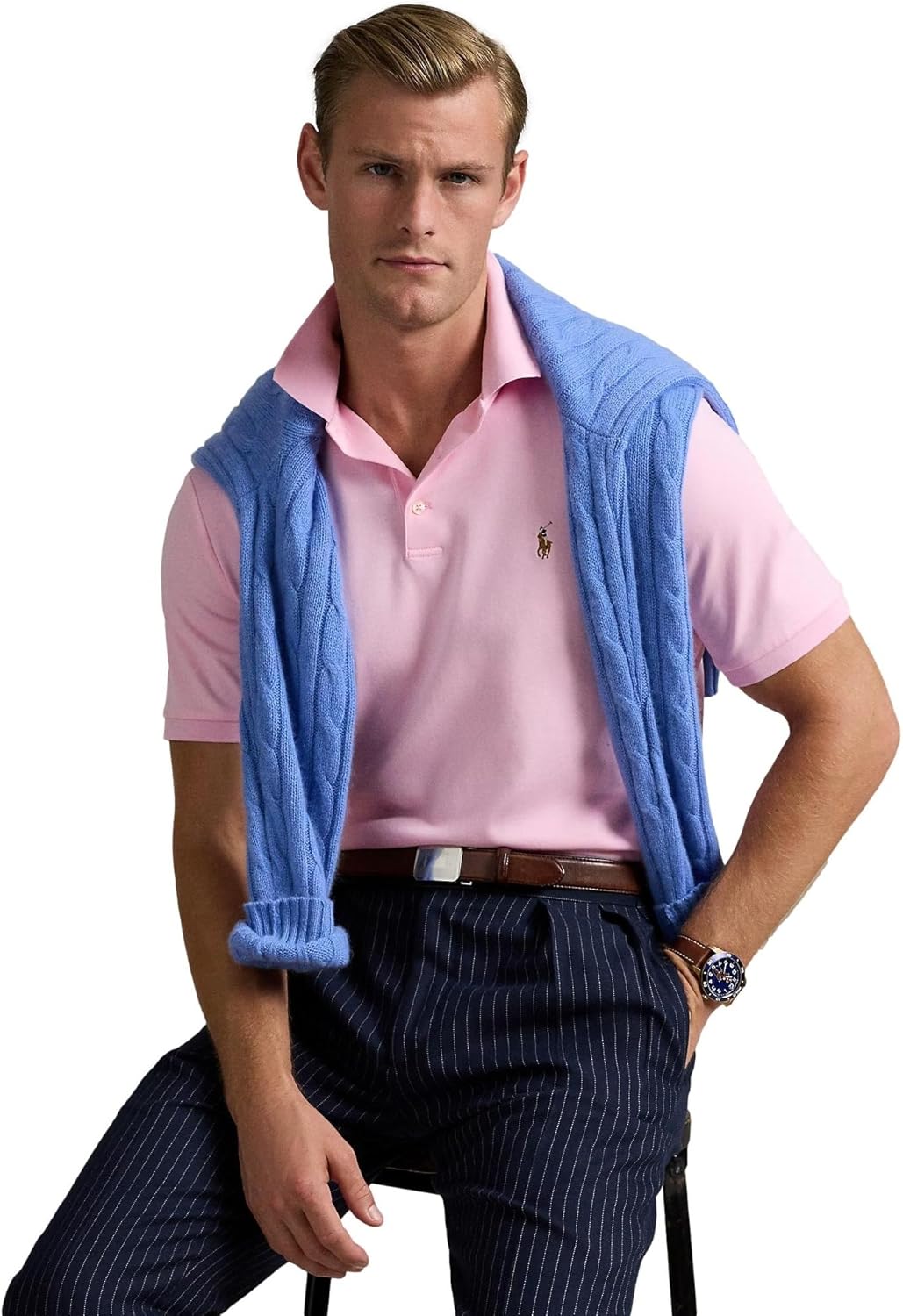 POLO RALPH LAUREN Мужская классическая футболка-поло из мягкого хлопка, Rl Carmel Pink — фото 2