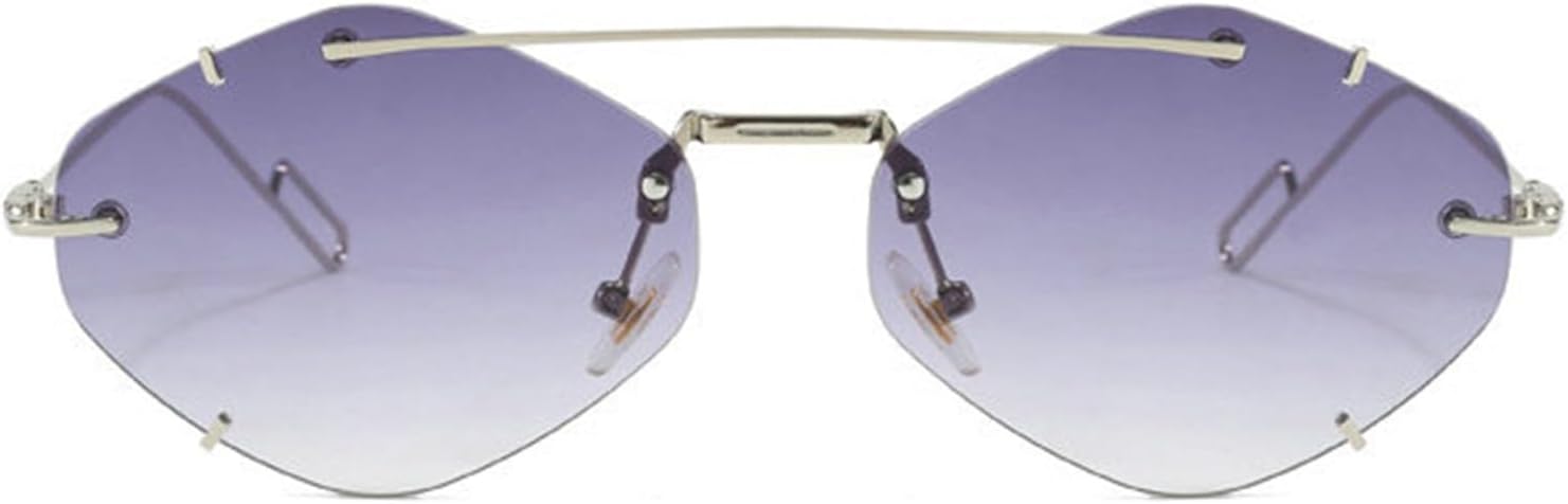 

Солнцезащитные очки Willochra Fashion с двойной перемычкой, без оправы, металлические, для женщин, маленькие, многоугольные, квадратные, для мужчин, шестиугольные, F28, C2