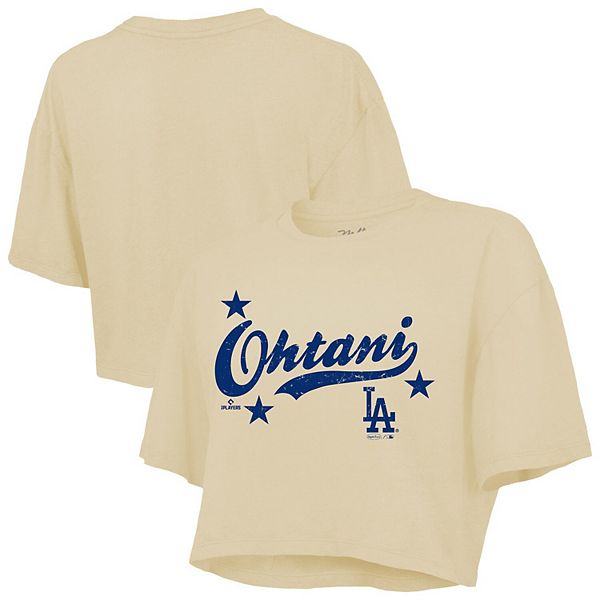 

Женский бокси кроп-топ Shohei Ohtani Cream Los Angeles Dodgers Majestic Threads