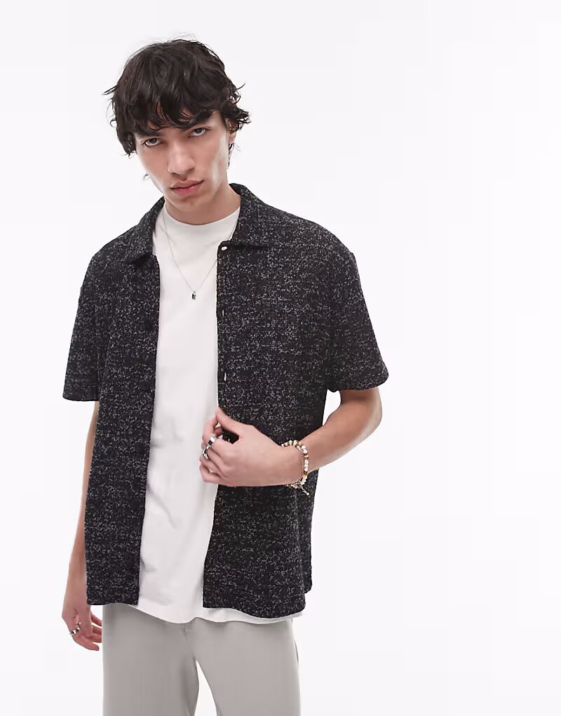 

Текстурированное поло Topman свободного кроя серого цвета