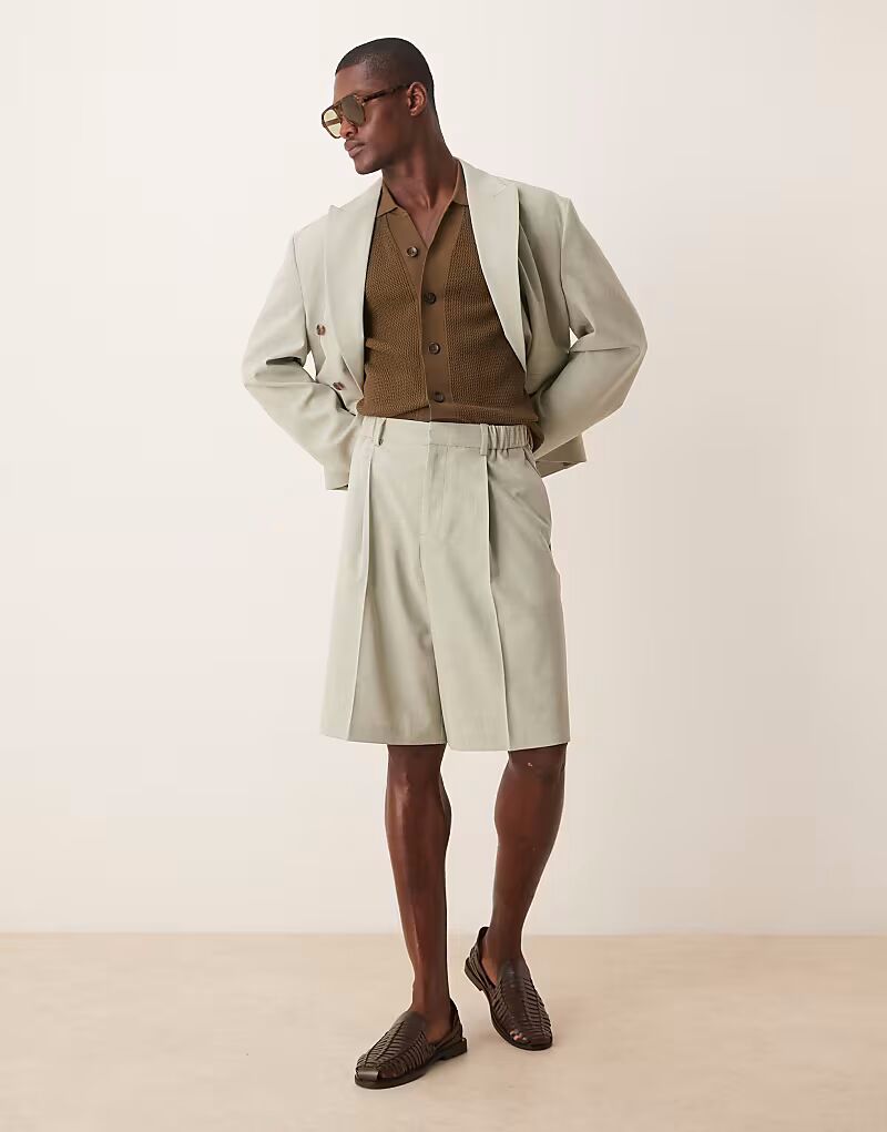 

Короткие свободные шорты из льняного материала, цвет шалфейный Asos Design