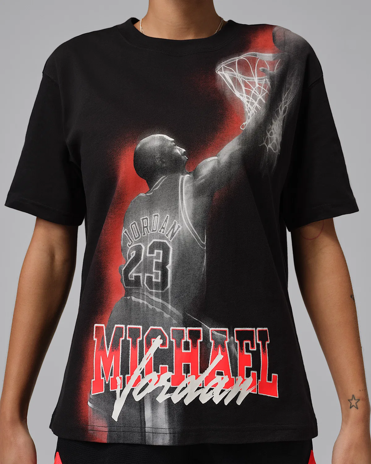 Женская футболка Dri-FIT с принтом Jordan Sport Heritage, Black/Infrared 23 — фото 4