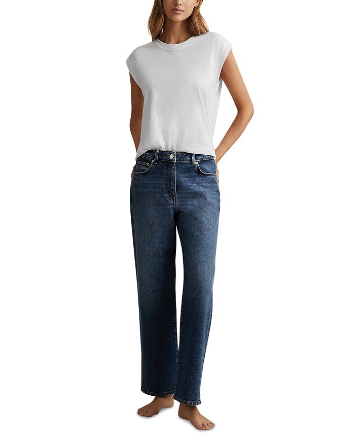 

Прямые джинсы Selin Mid Rise среднего синего цвета для миниатюрных REISS, синий