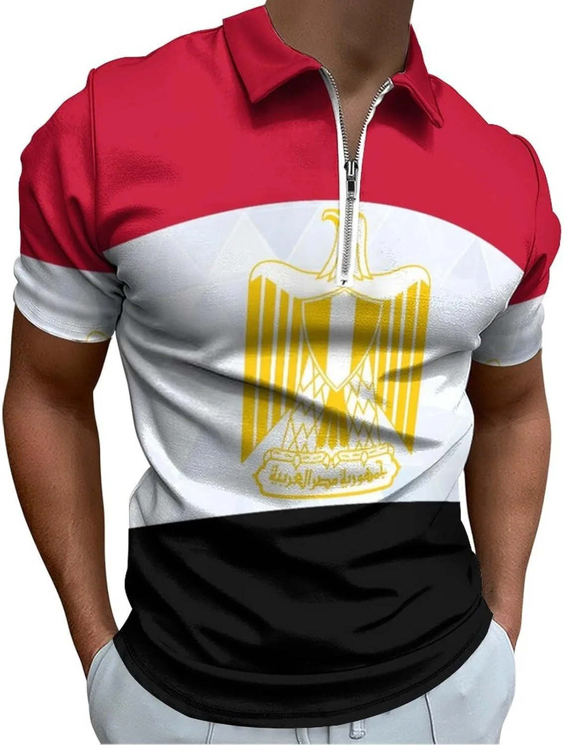 Мужская polo рубашка с коротким рукавом, полузастежка на молнии, бренд Generic, цвет Style