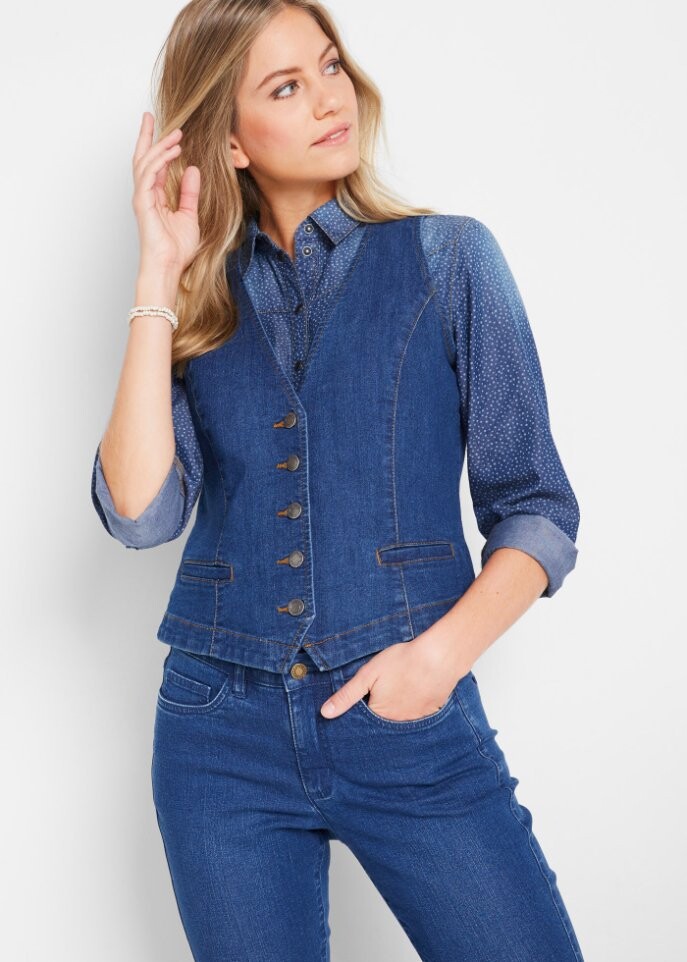 Джинсовый жилет стрейч John Baner Jeanswear, синий — фото 3