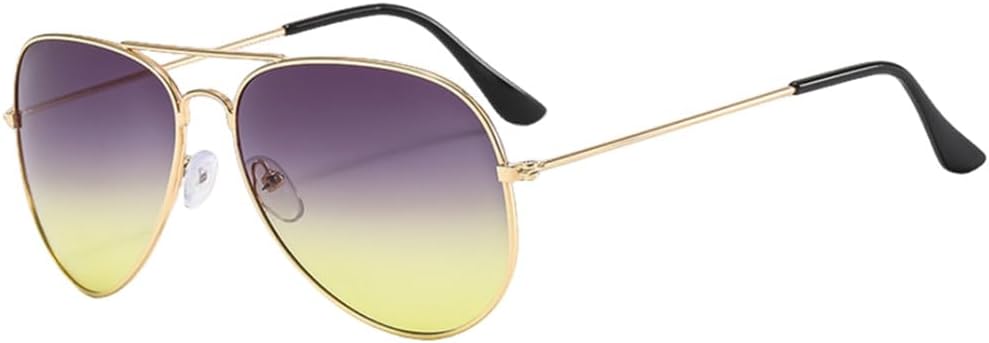 

Авиационные солнцезащитные очки для женщин и мужчин, оправа из сплава, линзы с градиентом цвета «океан», солнцезащитные очки для женщин и мужчин UOVSAW, Gold Gray Yellow