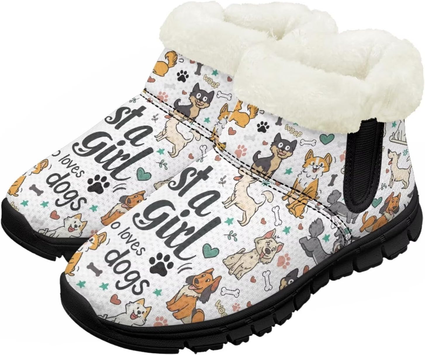 

Большие и маленькие детские зимние сапоги с меховой подкладкой для девочек, пушистые сапоги, нескользящие уютные зимние ботинки для улицы Pointodoor, Dogs