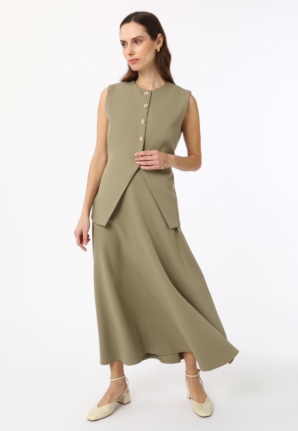 

Жилет REFKA SET - Maxi skirt Modanisa, зеленый