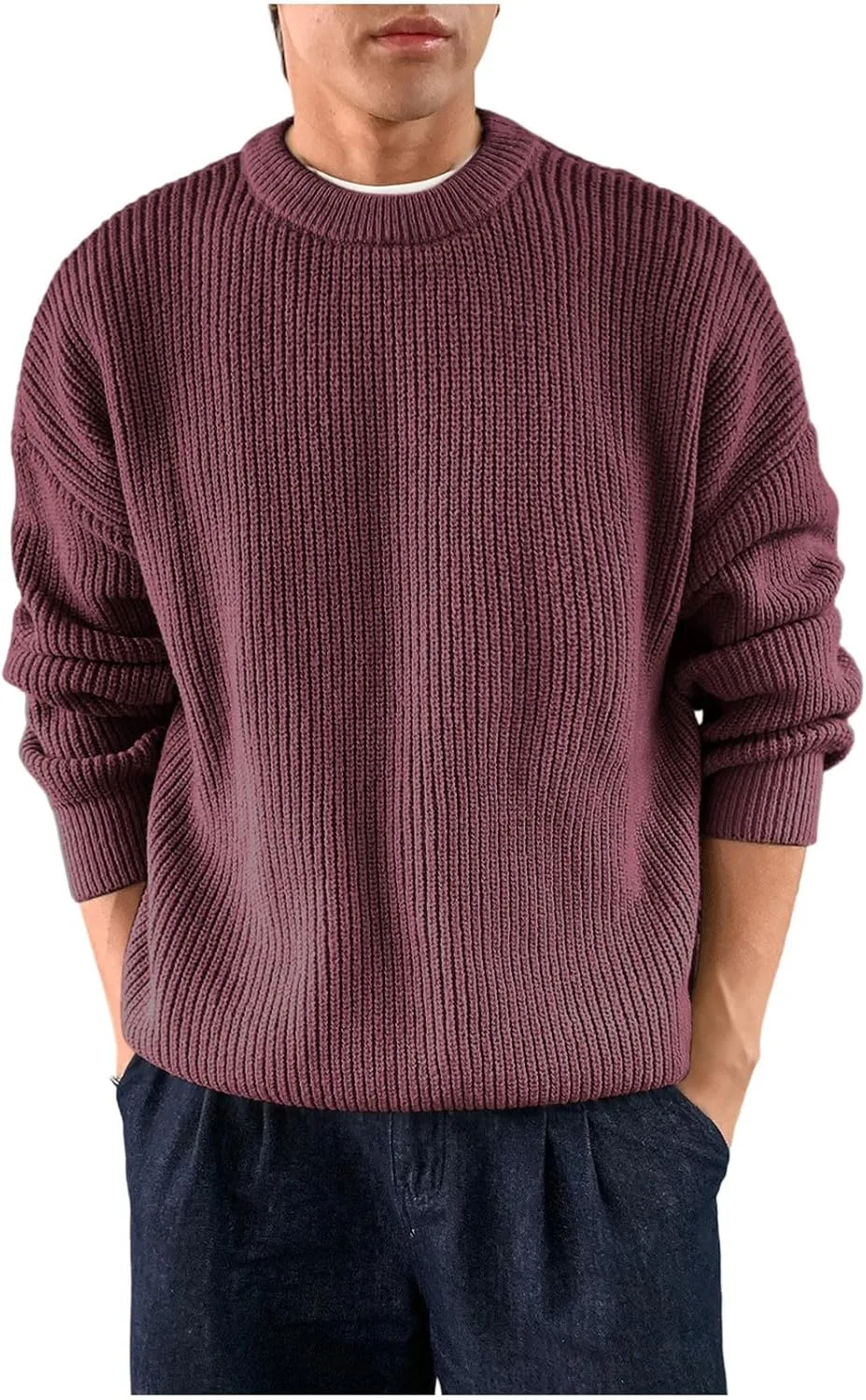 

Мужской свитер-пуловер вязаный текстурированный свободного кроя