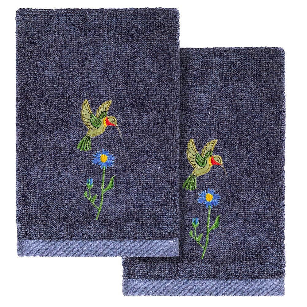 

Linum Home Textiles Турецкий хлопок Hada Набор украшенных полотенец для кончиков пальцев из 2 предметов, цвет Marine