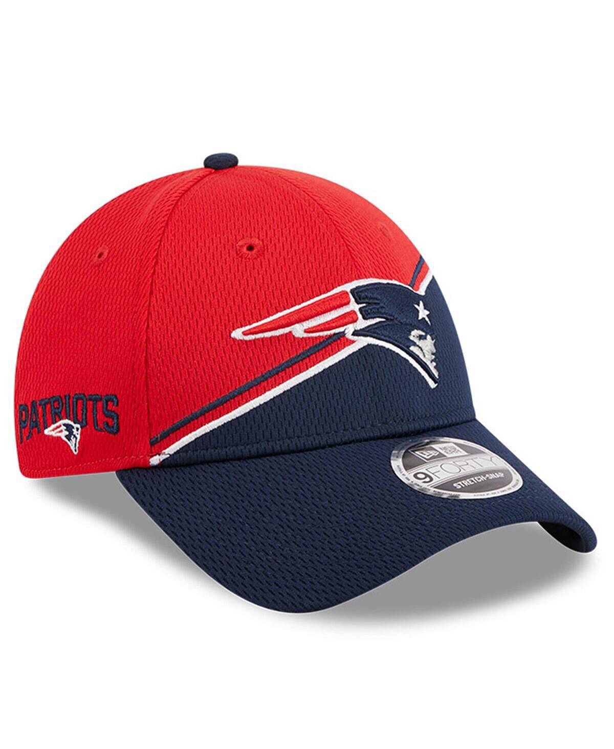 

Мужская красная, темно-синяя регулируемая кепка New England Patriots 2023 Sideline 9FORTY New Era