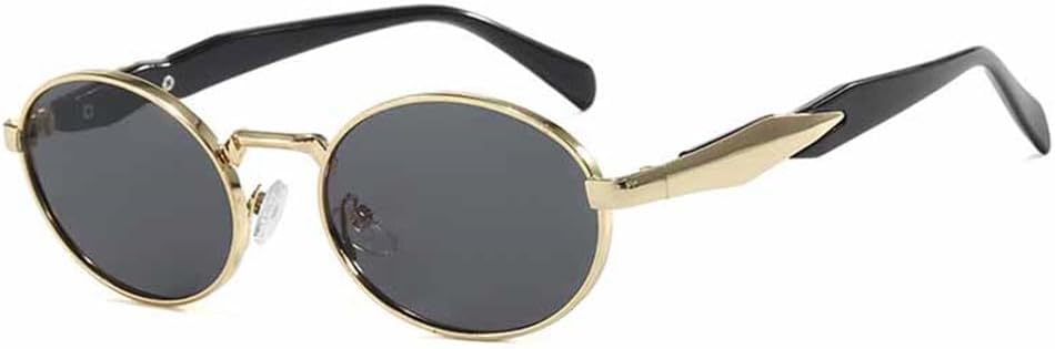 

Женские маленькие овальные металлические солнцезащитные очки с защитой от УФ-излучения UV400 для занятий спортом на открытом воздухе, бега и езды на велосипеде FYTUP, Gold Gray