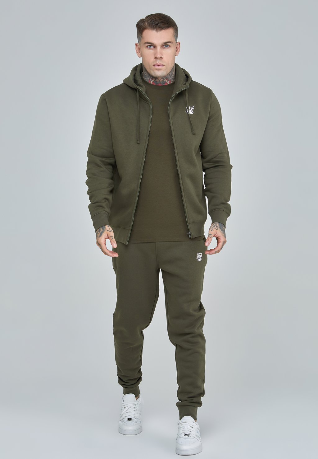 

Толстовка на молнии SIKSILK ESSENTIAL FUNNEL, цвет Khaki, Серый, Толстовка на молнии SIKSILK ESSENTIAL FUNNEL, цвет Khaki