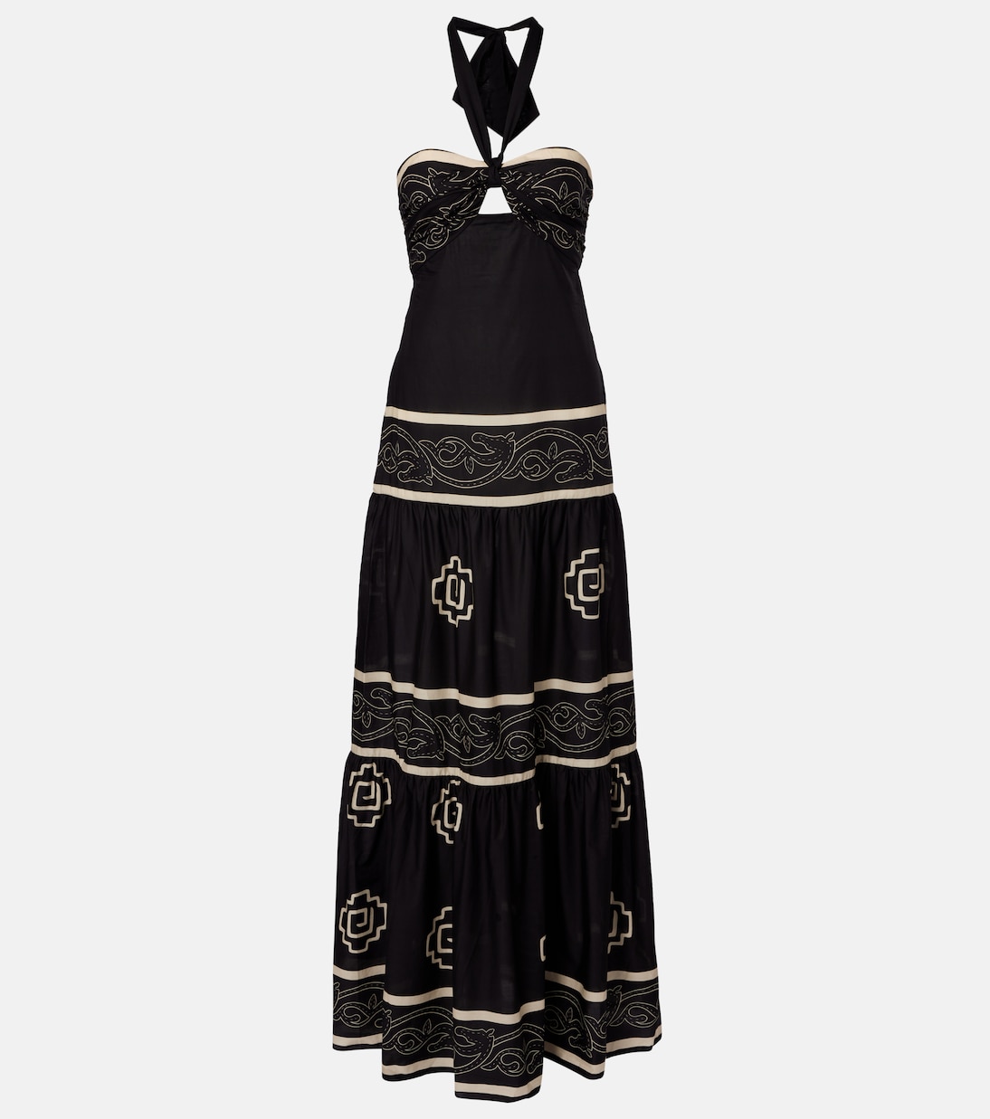 

Хлопковый поплиновый макси-сарафан Orilla Del Mar Johanna Ortiz, Black/Ecru