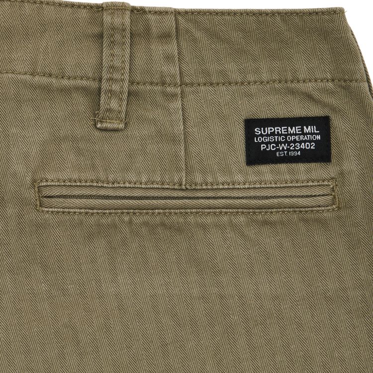 Брюки-чиносы Supreme из выстиранной ткани в елочку, зеленый — фото 3