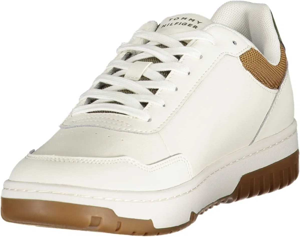 Мужские низкие кроссовки Tommy Hilfiger Cupsole Basket Core, White Ecru Army Green — фото 3