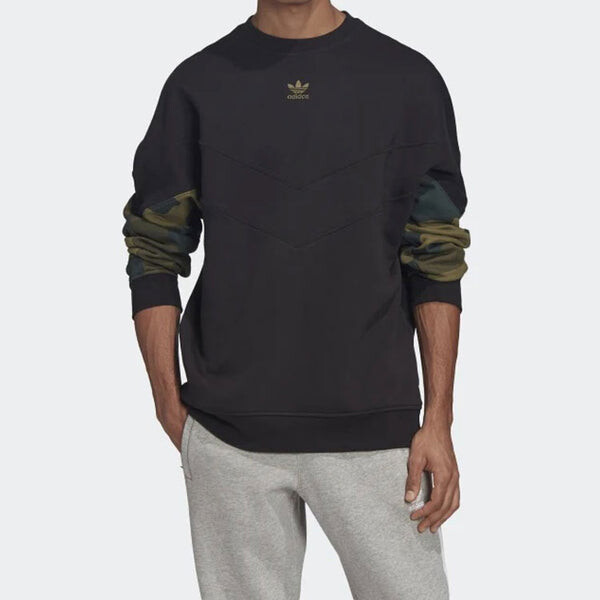 Толстовка adidas originals Camo Crew Sweat Cotton Pullover Hoody Men Black, черный — фото 3
