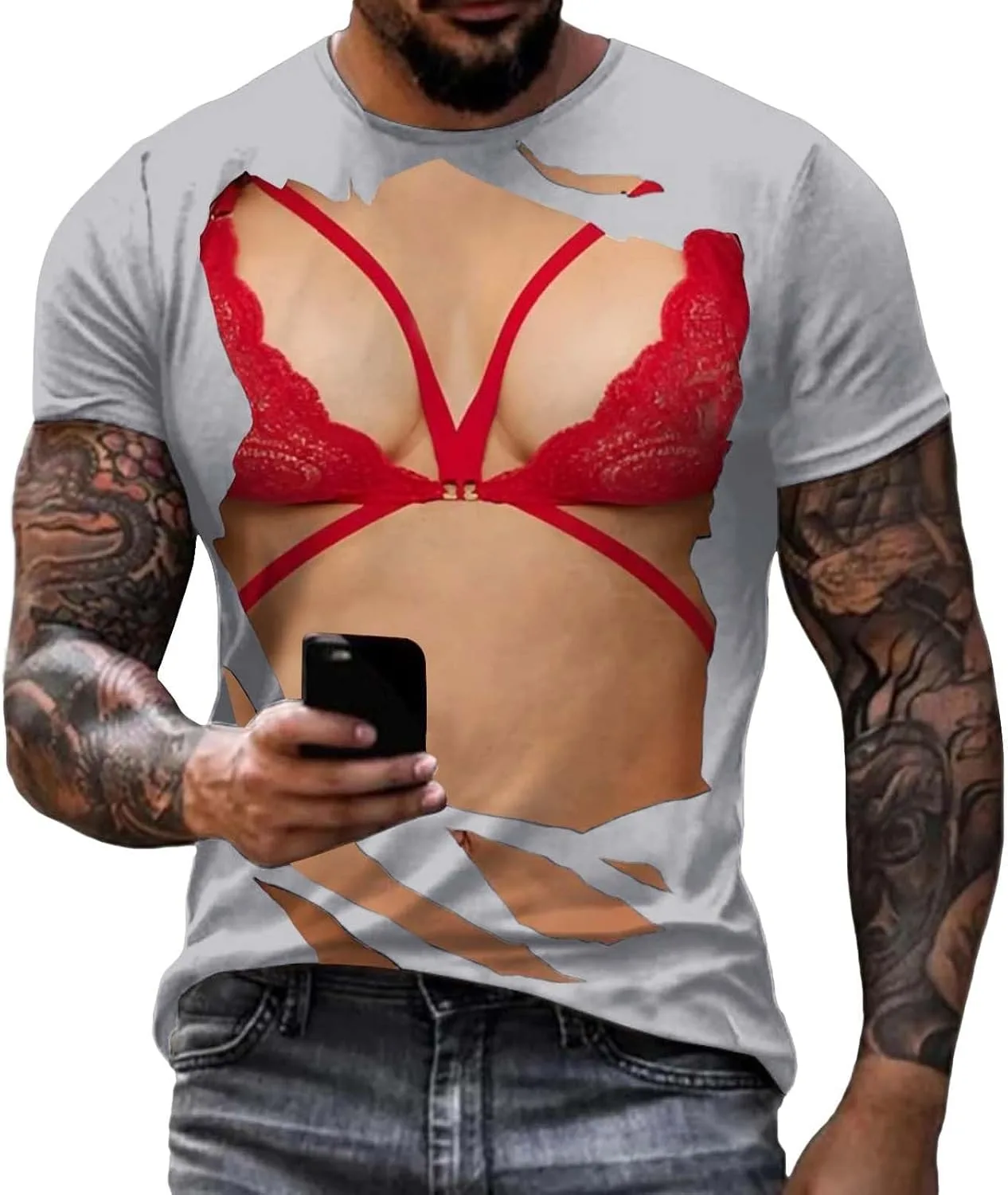 

Мужская футболка с 3D принтом Funny Novelty, короткий рукав, круглый вырез