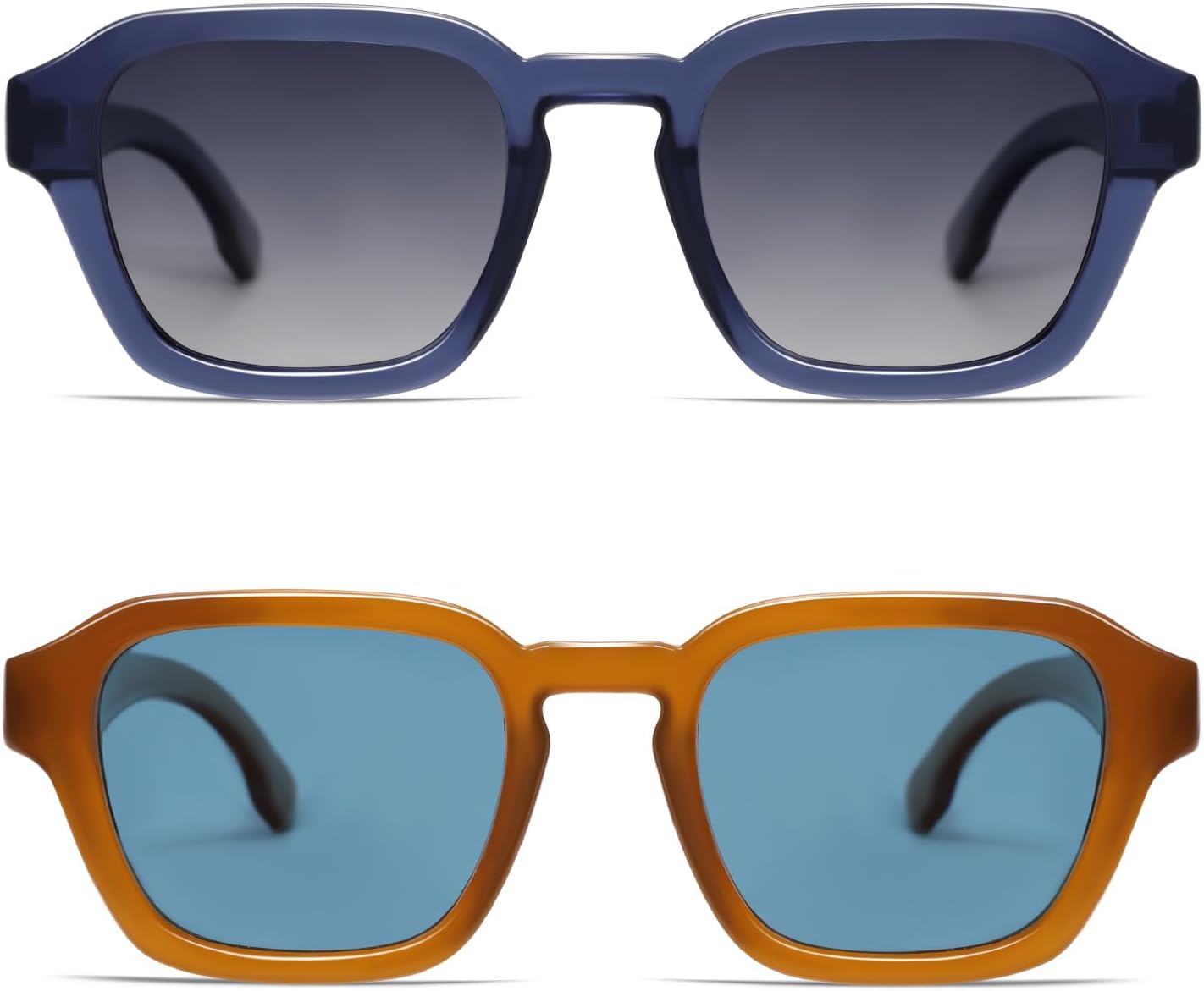 

Солнцезащитные очки VANLINKER в стиле ретро-винтаж, поляризованные, модные, маленькие квадратные, для женщин и мужчин, 2025, модель VL9858, 2 Pack Blue Frame Grey Blue Lens + Amber Frame Blue Tinted Lens