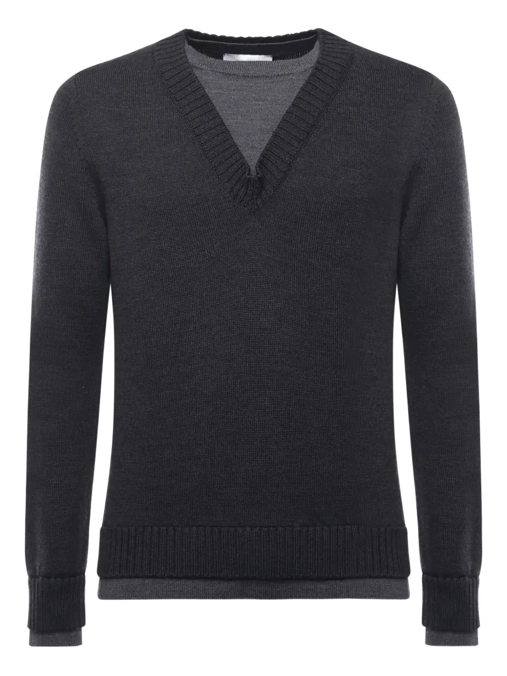 

Свитер из шерсти мериноса с V-образным вырезом Alpha Studio, черный