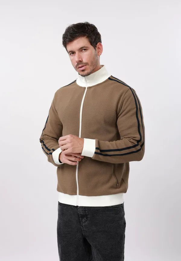 

Толстовка на молнии с вафельной текстурой Pier One, Light Brown/White, Белый, Толстовка на молнии с вафельной текстурой Pier One, Light Brown/White