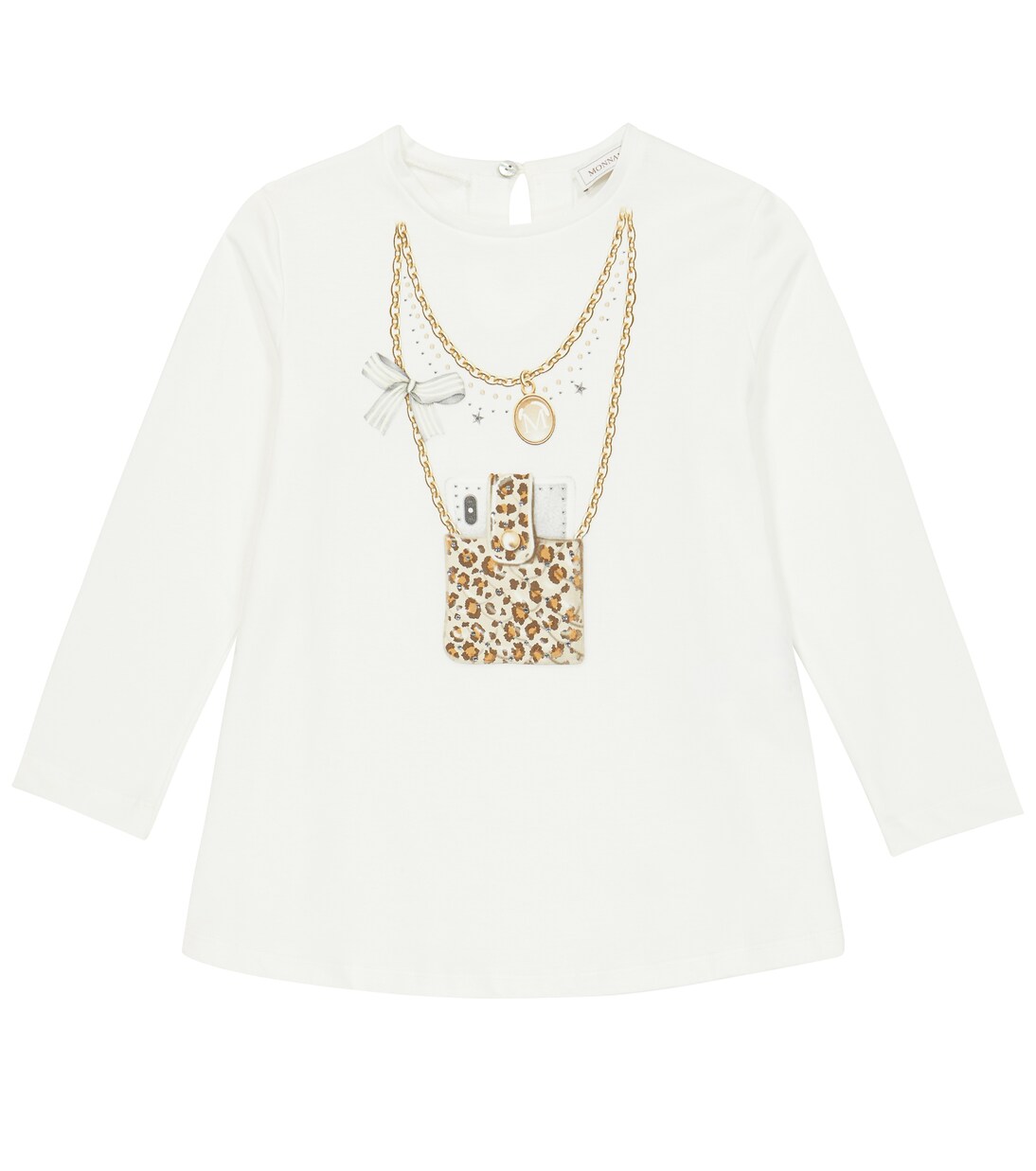 

Топ из хлопкового джерси с принтом Monnalisa, Panna