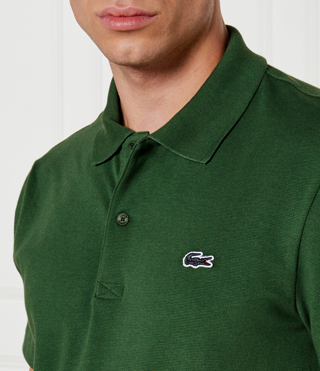 Поло Lacoste Regular Fit, зеленый — фото 4