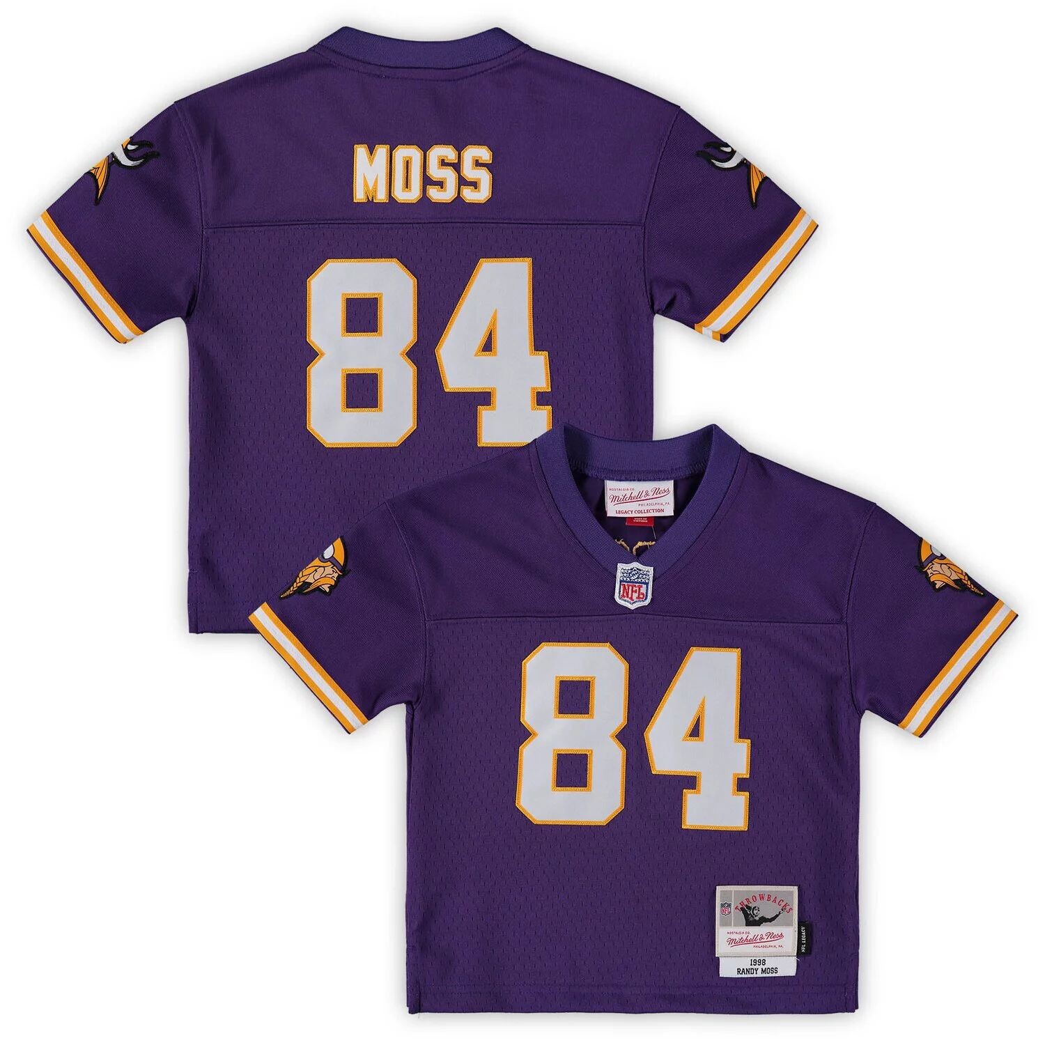 

Джерси для малышей Mitchell & Ness Randy Moss Purple Minnesota Vikings 1998 года, вышедшая на пенсию Legacy Unbranded