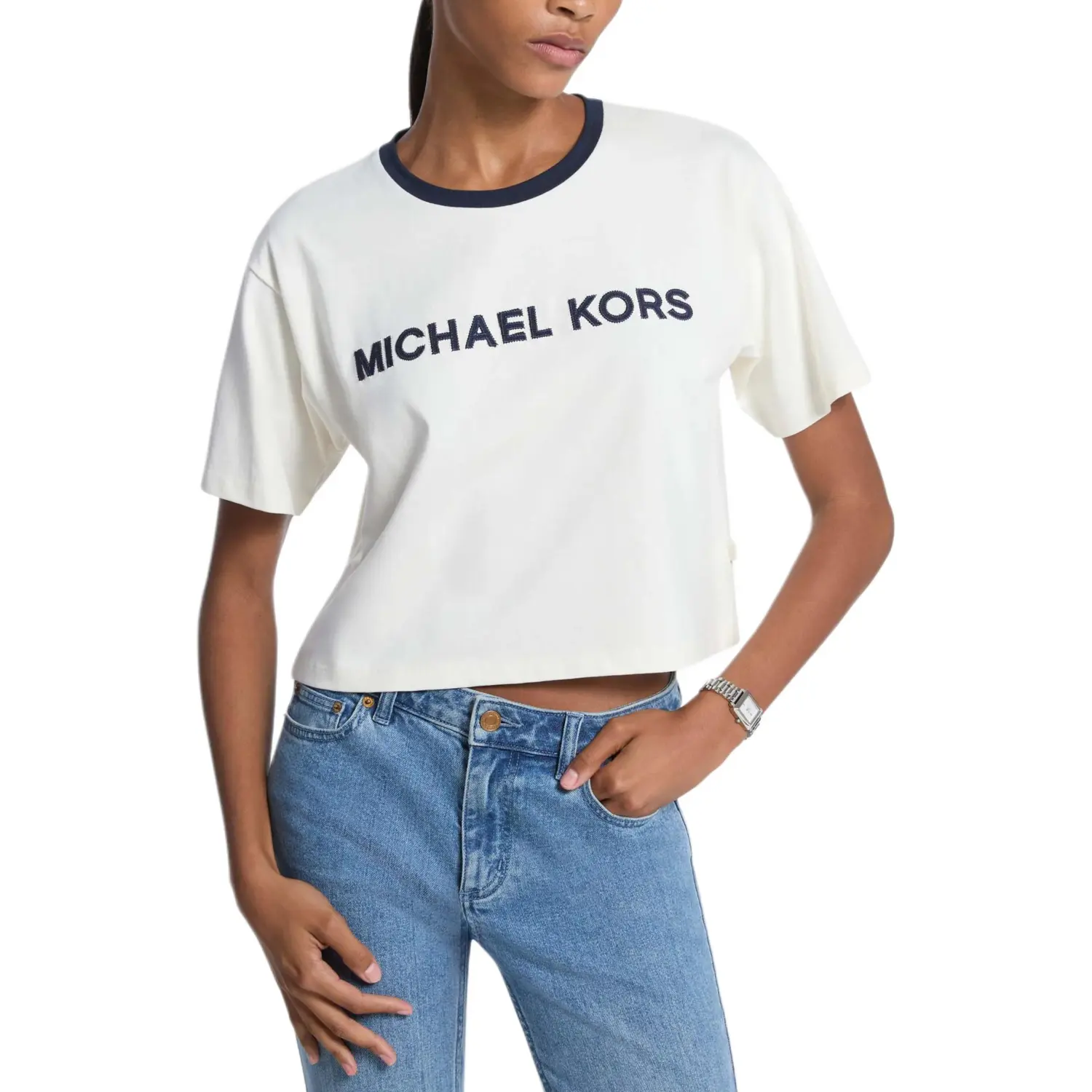 

Футболка с вышитым логотипом MICHAEL KORS, бежевый