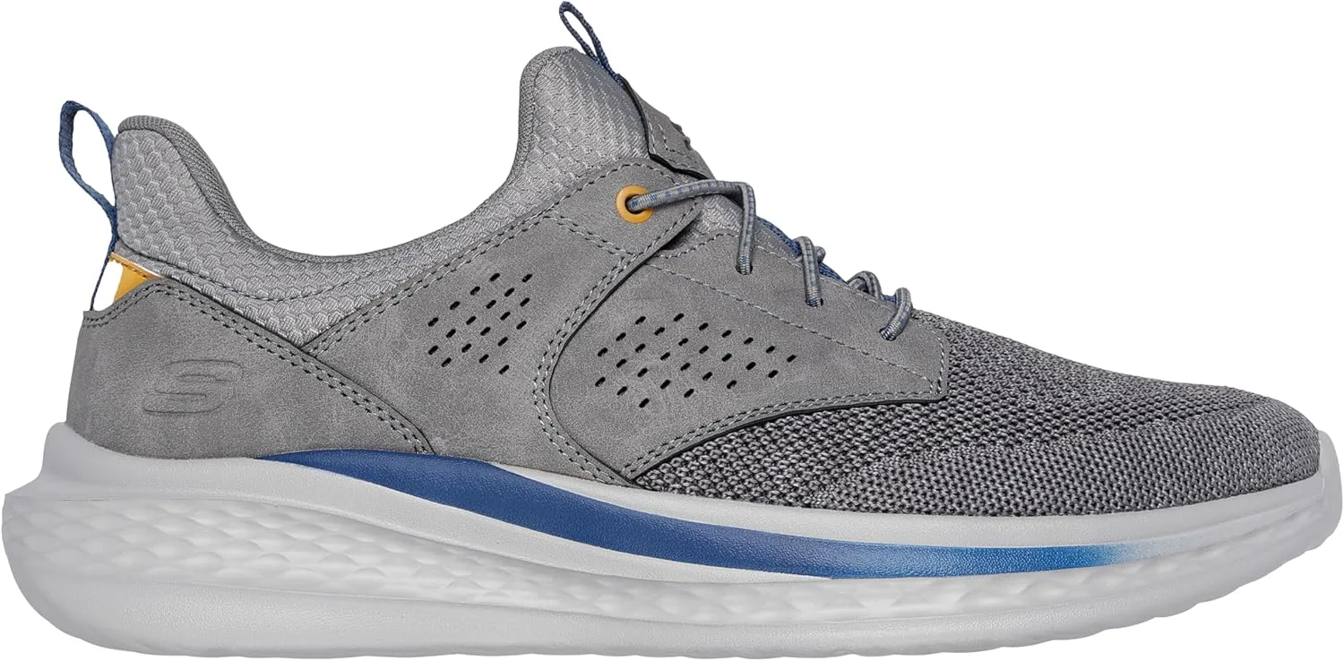 

Мужские кроссовки Skechers Streetwear Slade - Breyer с вязаной сеткой, шнуровкой-банджи и четвертной вставкой, без шнурков, серый