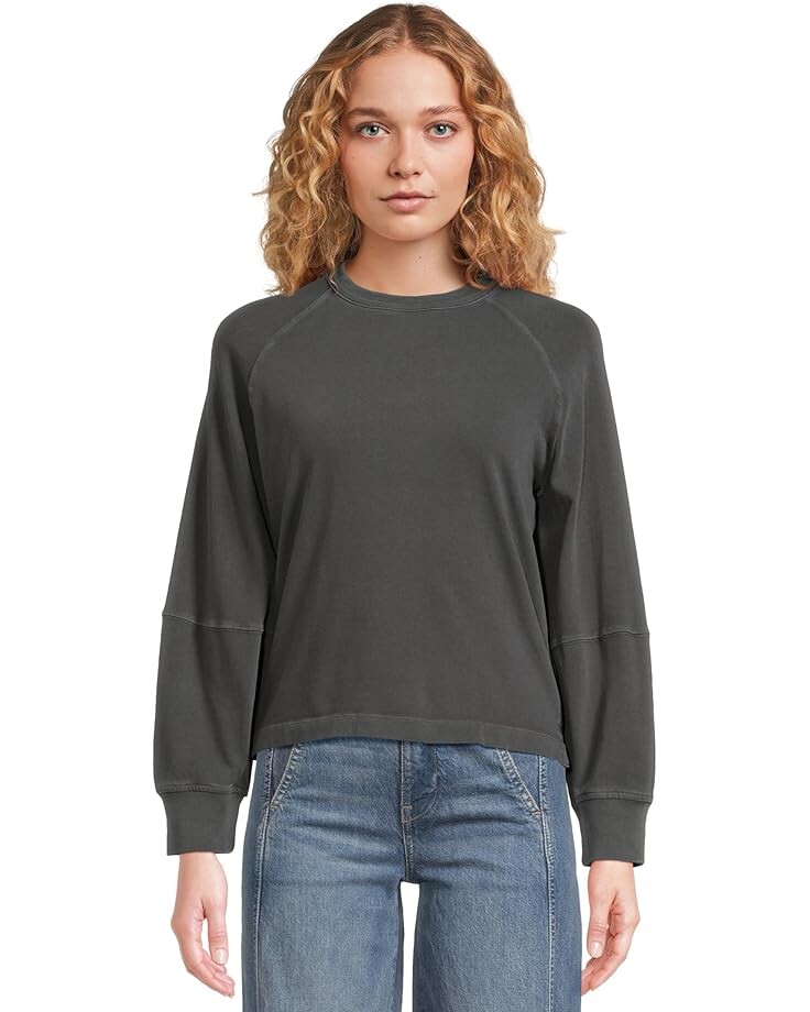 

Футболка Madewell Raglan Crew Neck Tee Heavy Weight Jersy, цвет Black Coal