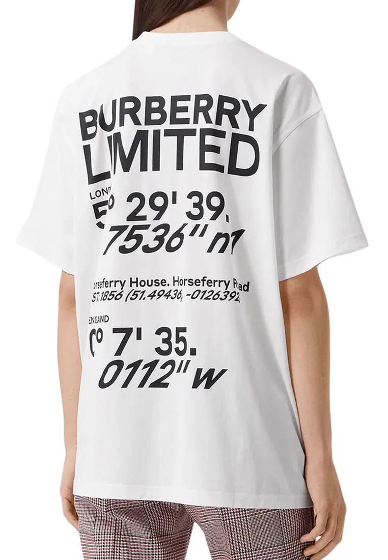 Футболка Burberry, женская, Coordinates Print, белый — фото 2