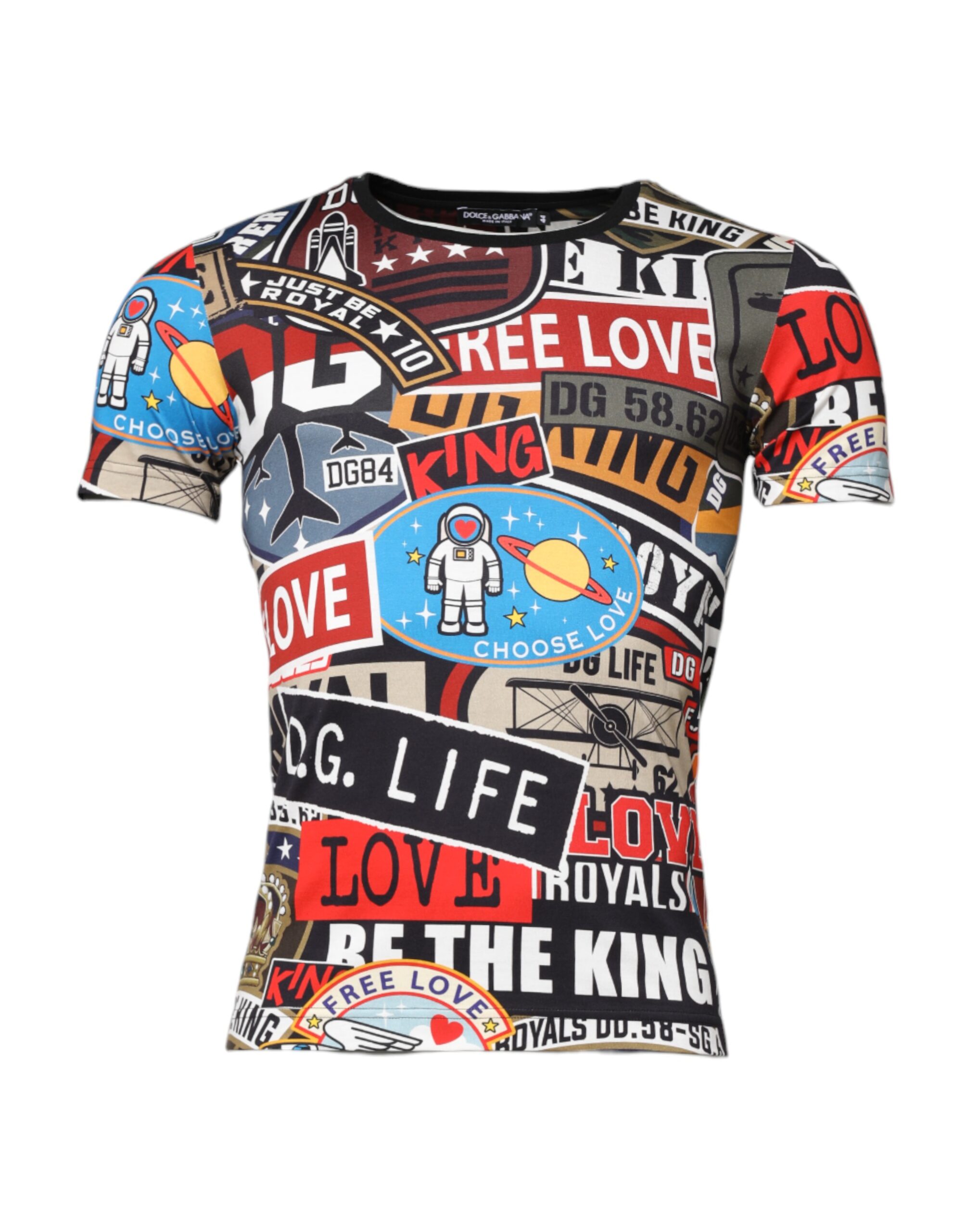 

Футболка из разноцветного хлопка с круглым вырезом в стиле пэчворк Dolce & Gabbana, Multicolor