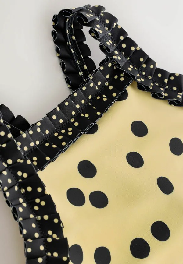 Купальник стандартного кроя с оборками Next, Yellow Black Polka Dot — фото 2