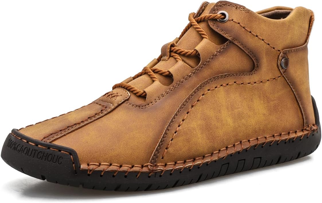 

Мужские походные ботинки Dacnakby Легкие ботинки с шнуровкой Верх из кожи Резиновая подошва Черные ботинки Для активного отдыха и повседневного ношения