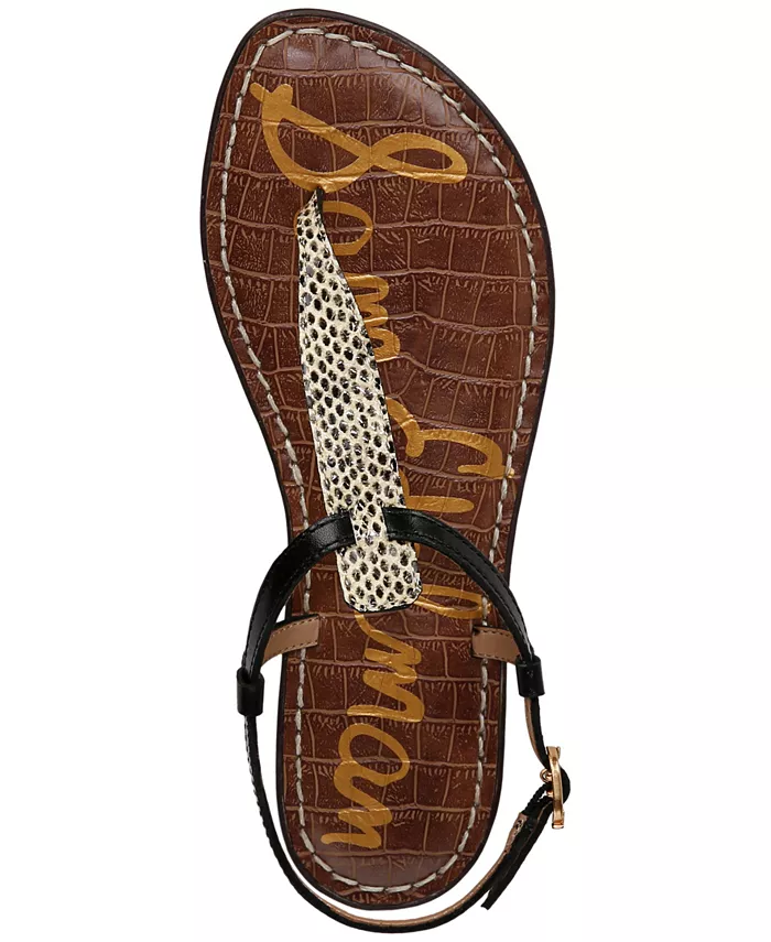 Женские босоножки Gigi на плоской подошве с Т-образным ремешком Sam Edelman, коричневый — фото 4