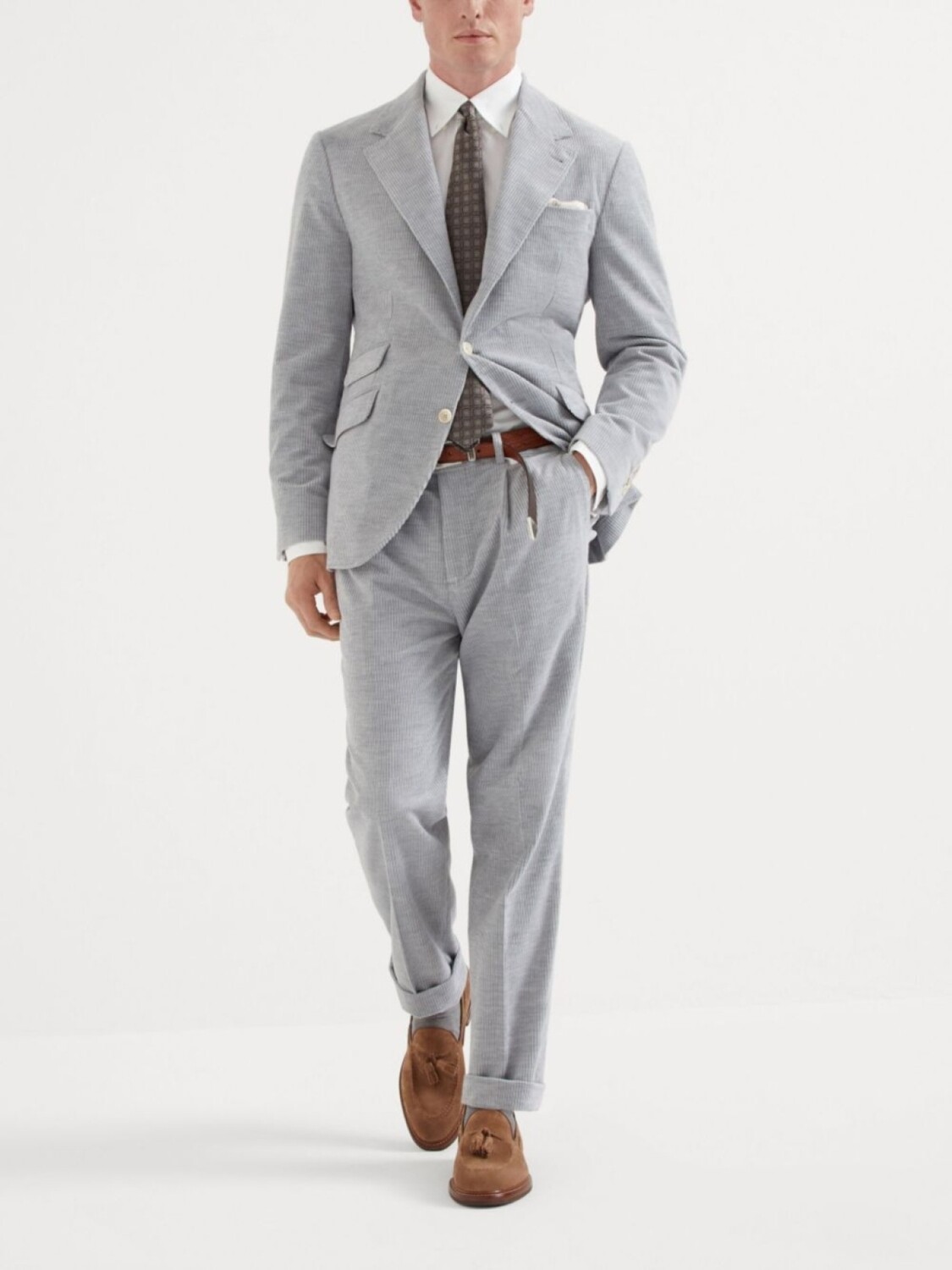 

Brunello Cucinelli брюки из меланжевого вельвета, серый