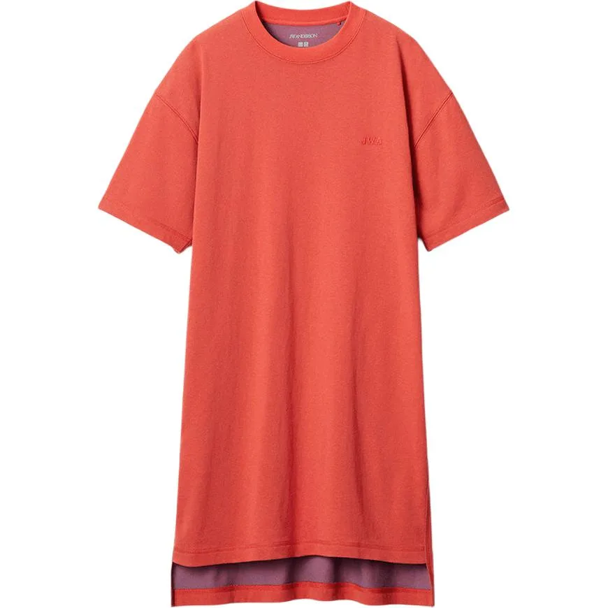 Платье с короткими рукавами JW Anderson SS26 UNIQLO, оранжевый красный