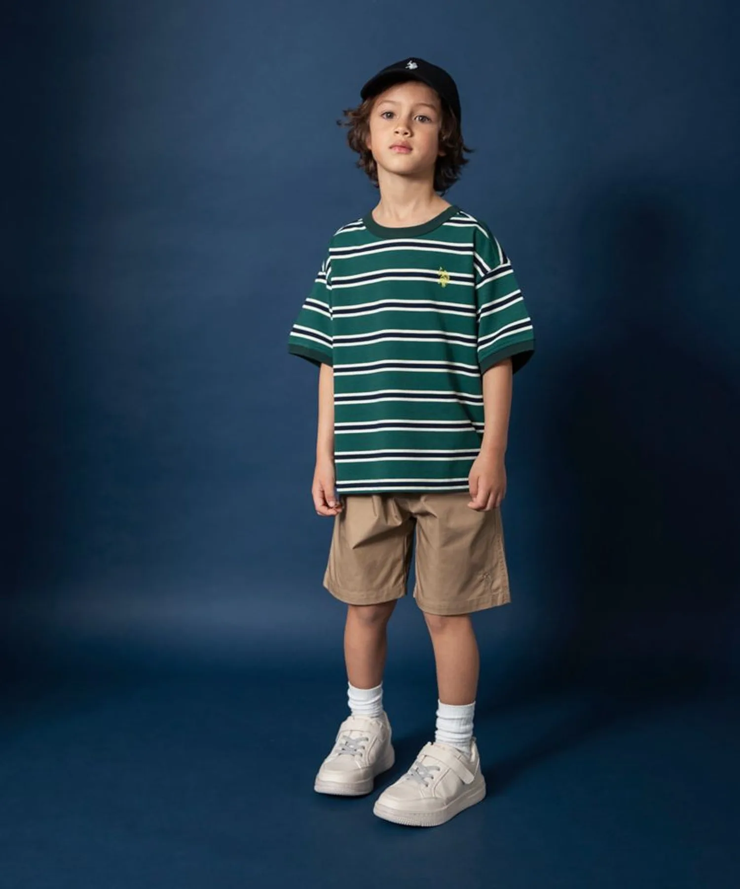 Детские хлопковые шорты с вышивкой U.S. POLO ASSN. branshes тёмно-синие — фото 3