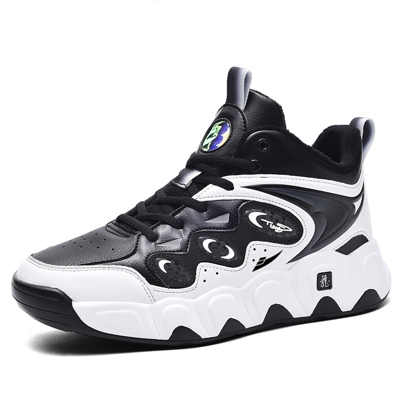 

Kuding Антискользящие и износостойкие дышащие полувысокие повседневные мужские туфли черно-белые с флисовой утепленной подкладкой, цвет Black White Fleece-Lined Insulated Shoes