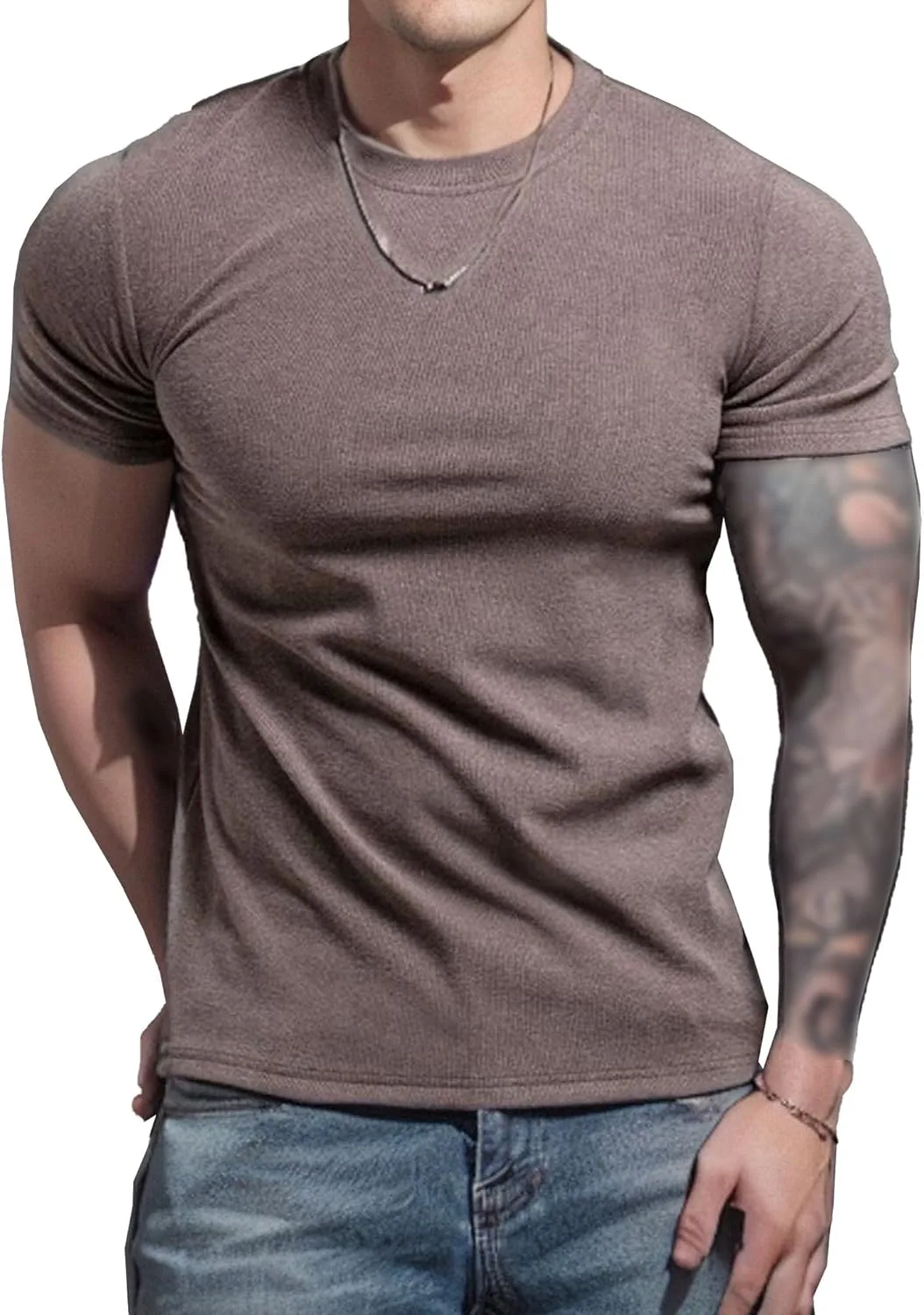 

Майифу-GJ мужская футболка с круглым вырезом для фитнеса и тренировок, эластичная, с манжетами на рукавах, спортивная одежда для зала и улицы, быстросохнущая Maiyifu-GJ