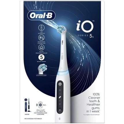 

Электрическая зубная щетка Oral-B iO 5S с 1 дорожным футляром, дизайн Braun — белая