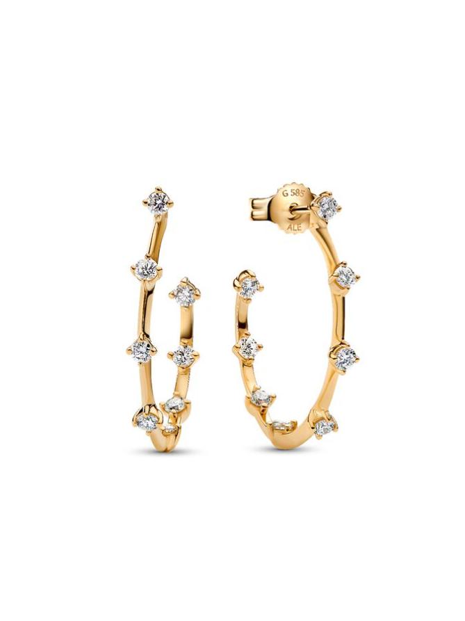 

Серьги Pandora Era Lab-Grown Diamond Station Hoop Earrings, золото