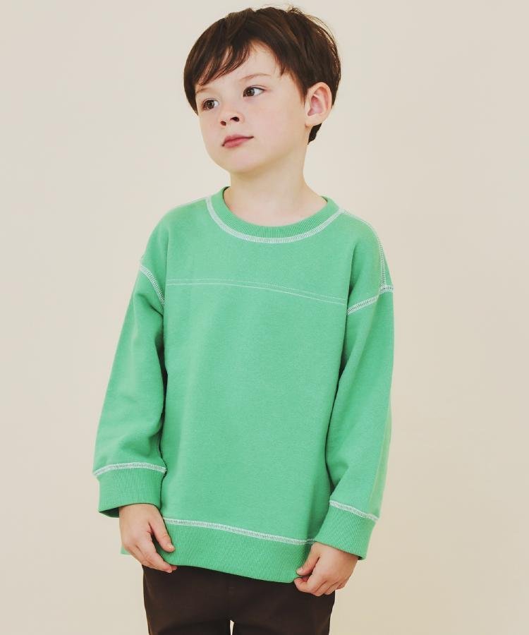 Флисовый пуловер с цветной фиксацией THE SHOP TK, Green(022)