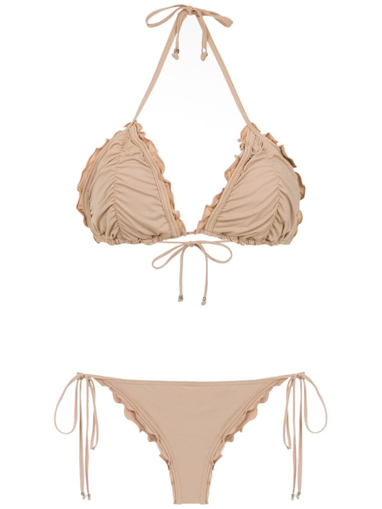 

Amir Slama ruched bikini set, нейтральный цвет