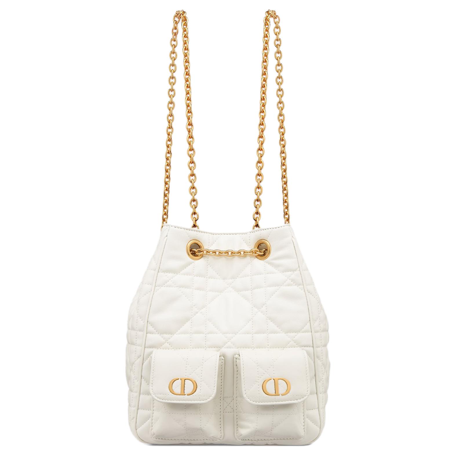 

DIOR Рюкзак Caro Sheepskin Medium женский молочно-белый