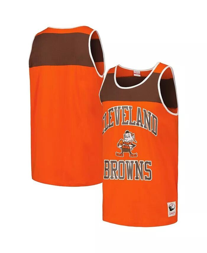 

Мужская майка-топ Cleveland Browns Heritage Colorblock оранжевого и коричневого цвета Mitchell & Ness