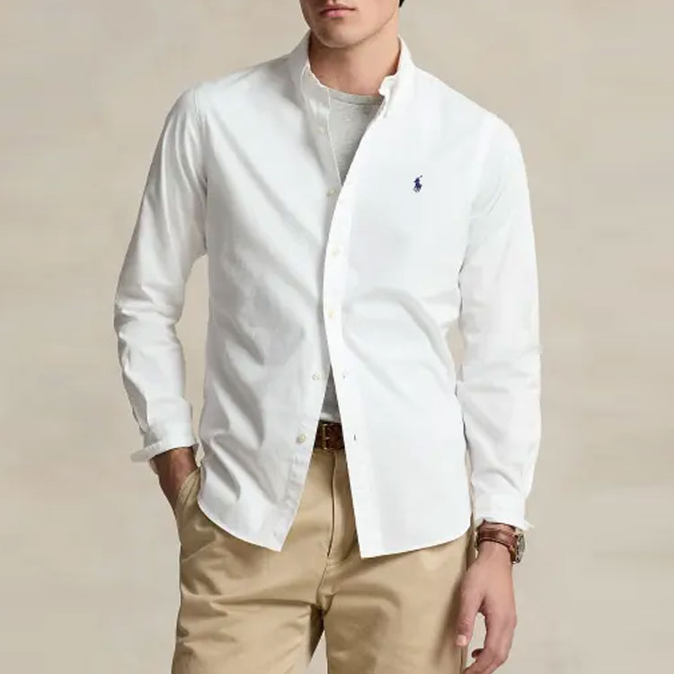 Рубашка с вышитым логотипом на пуговицах Polo Ralph Lauren, белый — фото 4