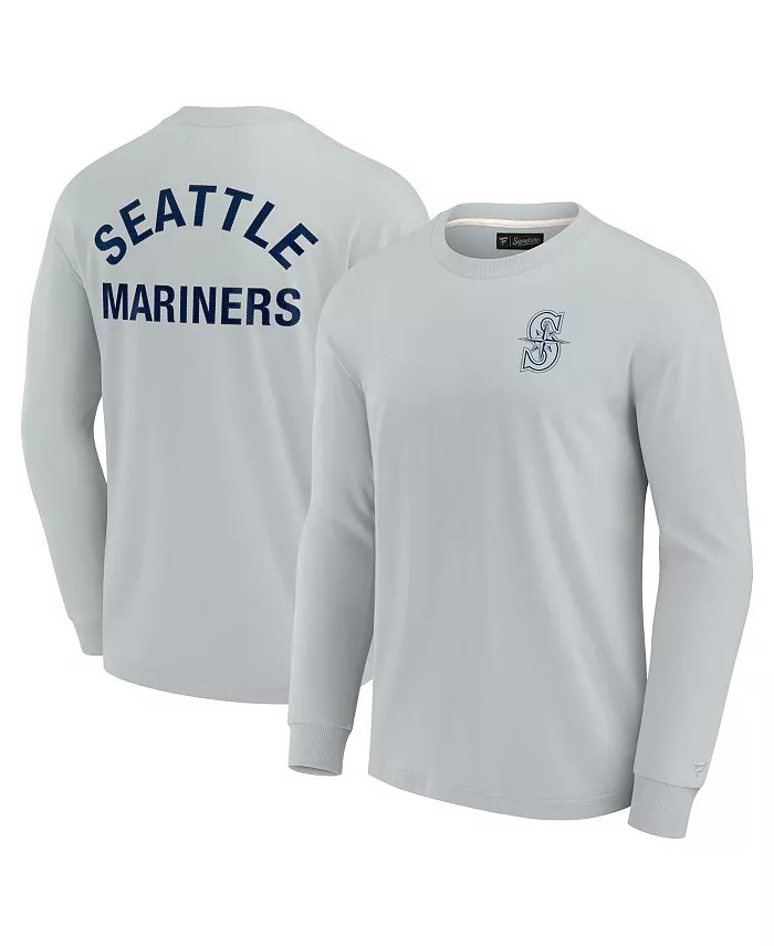 

Мужская и женская серая супермягкая футболка с длинным рукавом Seattle Mariners Fanatics Signature