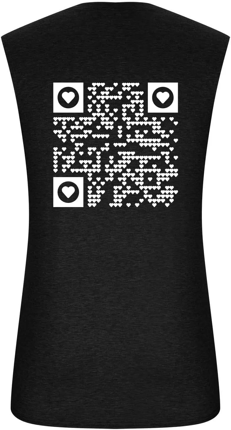 Generic Мужские повседневные майки без рукавов с принтом QR-кода для отдыха и комфорта во время отпуска, черный — фото 2